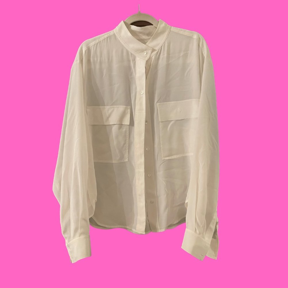 Frame LIKE NEW Large White Silk Blouse